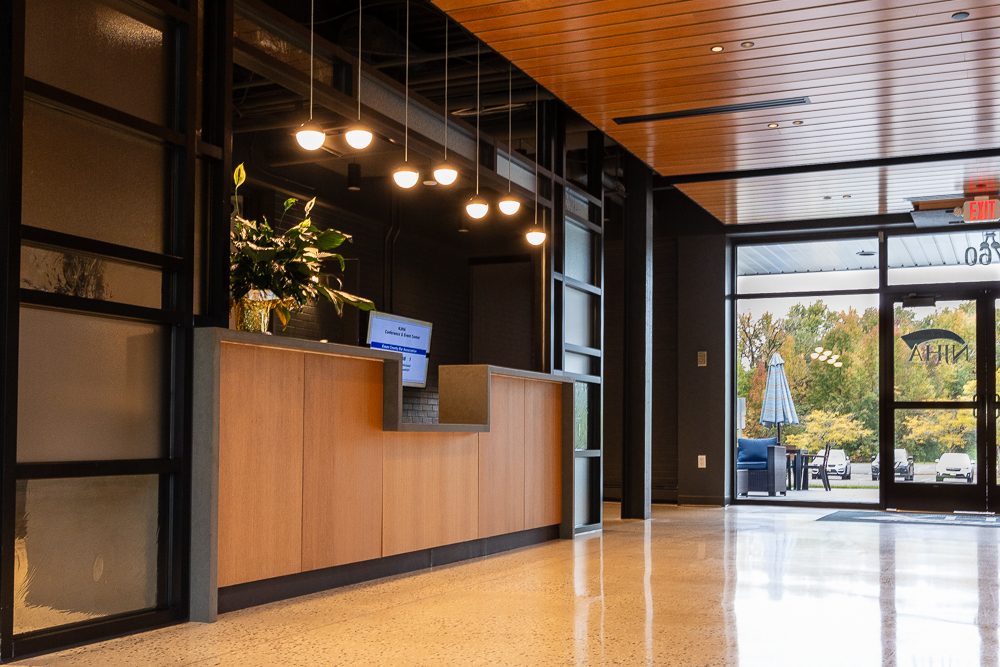 Reception desk and main entrance of the NJHA Conference and Event Center